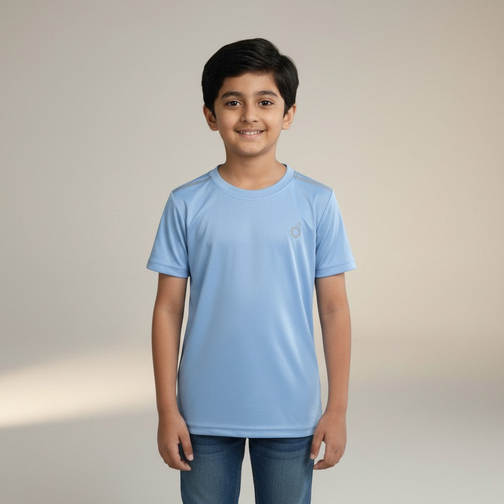 Boys Sky Blue Solid T-Shirt – Minimal Classic Tee