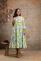 Pure Cotton Printed Flared Midi Dress