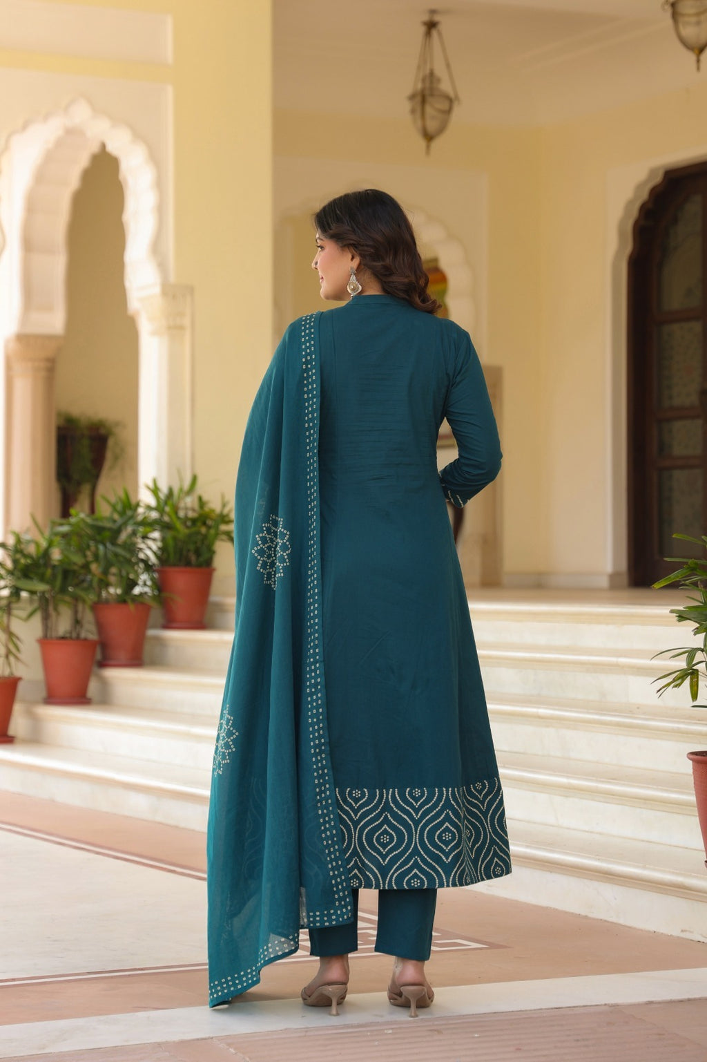 Royal Purple Cotton Kurta Pant Dupatta Set for Women
