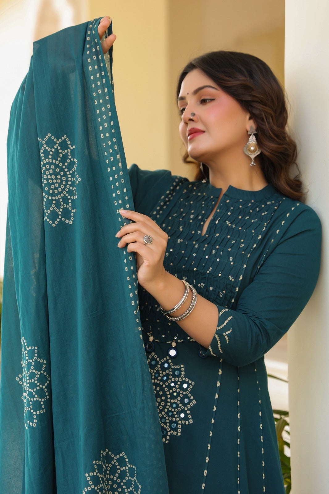 Royal Purple Cotton Kurta Pant Dupatta Set for Women