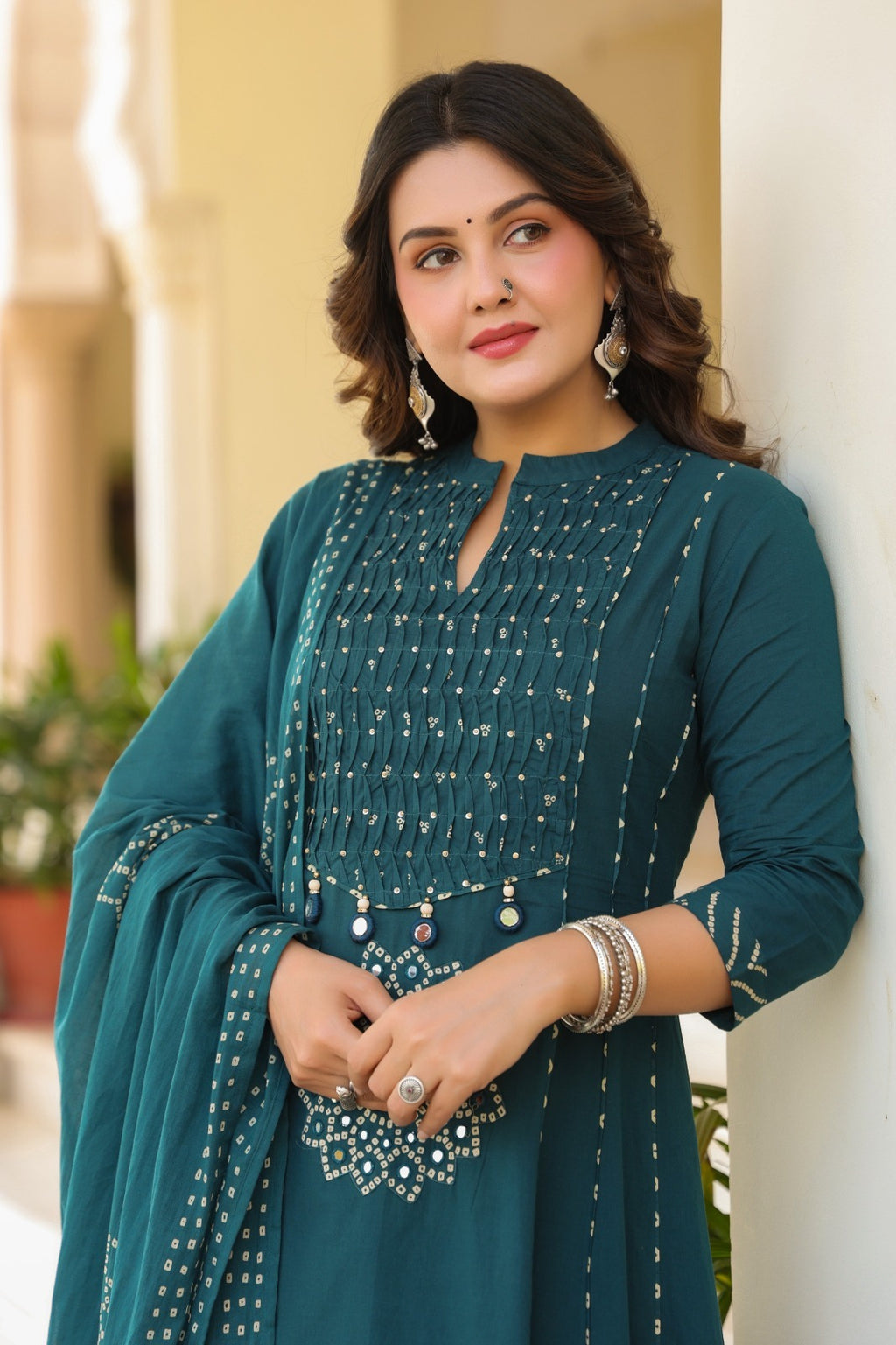 Royal Purple Cotton Kurta Pant Dupatta Set for Women