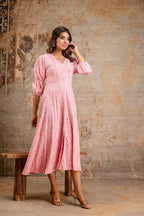 Staple Rayon Pink Printed Midi Dress