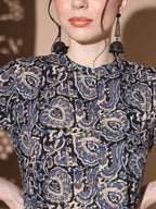 Blue Paisley Print A-Line Cotton Co-Ord Set