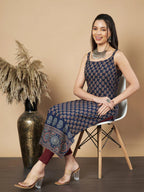 Maroon Floral Print Straight Cotton Kurta