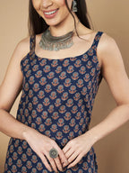 Maroon Floral Print Straight Cotton Kurta
