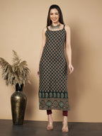 Maroon Floral Print Straight Cotton Kurta