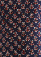 Navy Blue Floral Print Straight Cotton Kurta