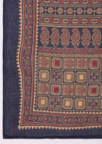 Navy Blue Solid (Printed Dupatta) Straight Cotton Stitched Kurta Set