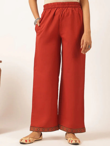 Maroon Cotton Solid Straight Kurta Set