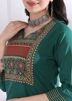 Peacock Solid (Printed Dupatta) Straight Cotton Stitched Kurta Set