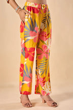 Mustard Cotton Floral Print A-Line Co-Ord Set