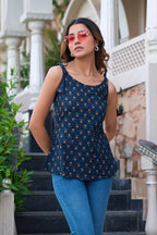Maroon Floral Printed Straight Cotton Stitched Top