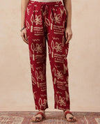 Magenta Geometric A-Line Cotton Stitched Kurta, Pant With Dupatta