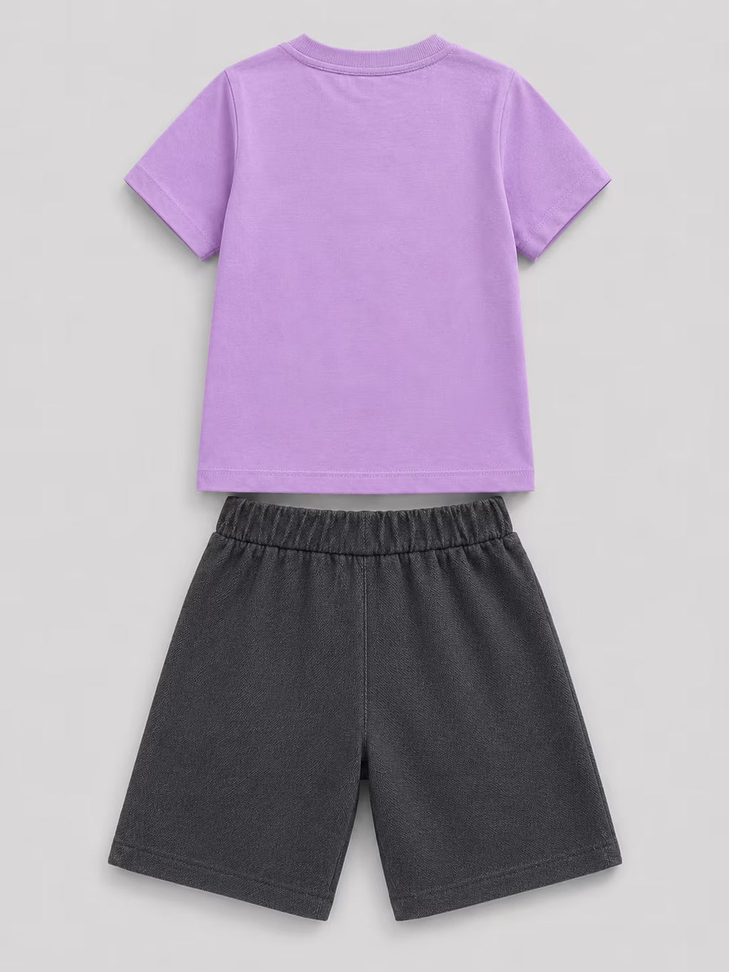 Girls Peach Sunflower Applique T-Shirt & Navy Blue Shorts Co-Ord Set