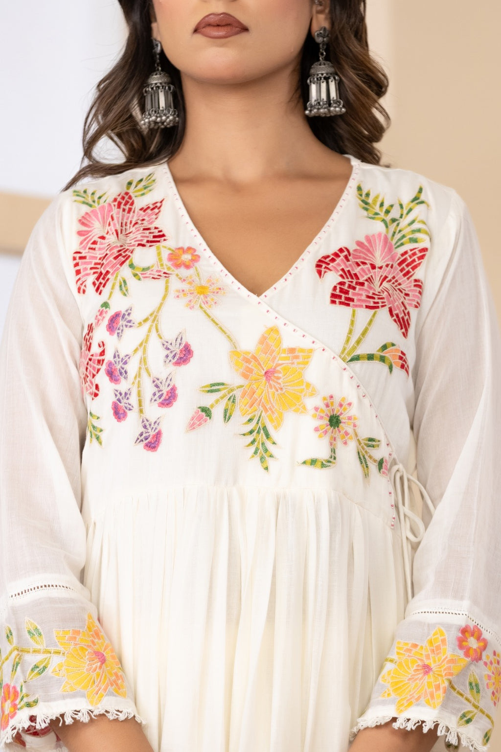 Elegant Mul Cotton Floral Embroidered Set with Dupatta