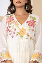Elegant Mul Cotton Floral Embroidered Set with Dupatta