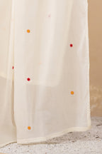 Elegant Mul Cotton Floral Embroidered Set with Dupatta