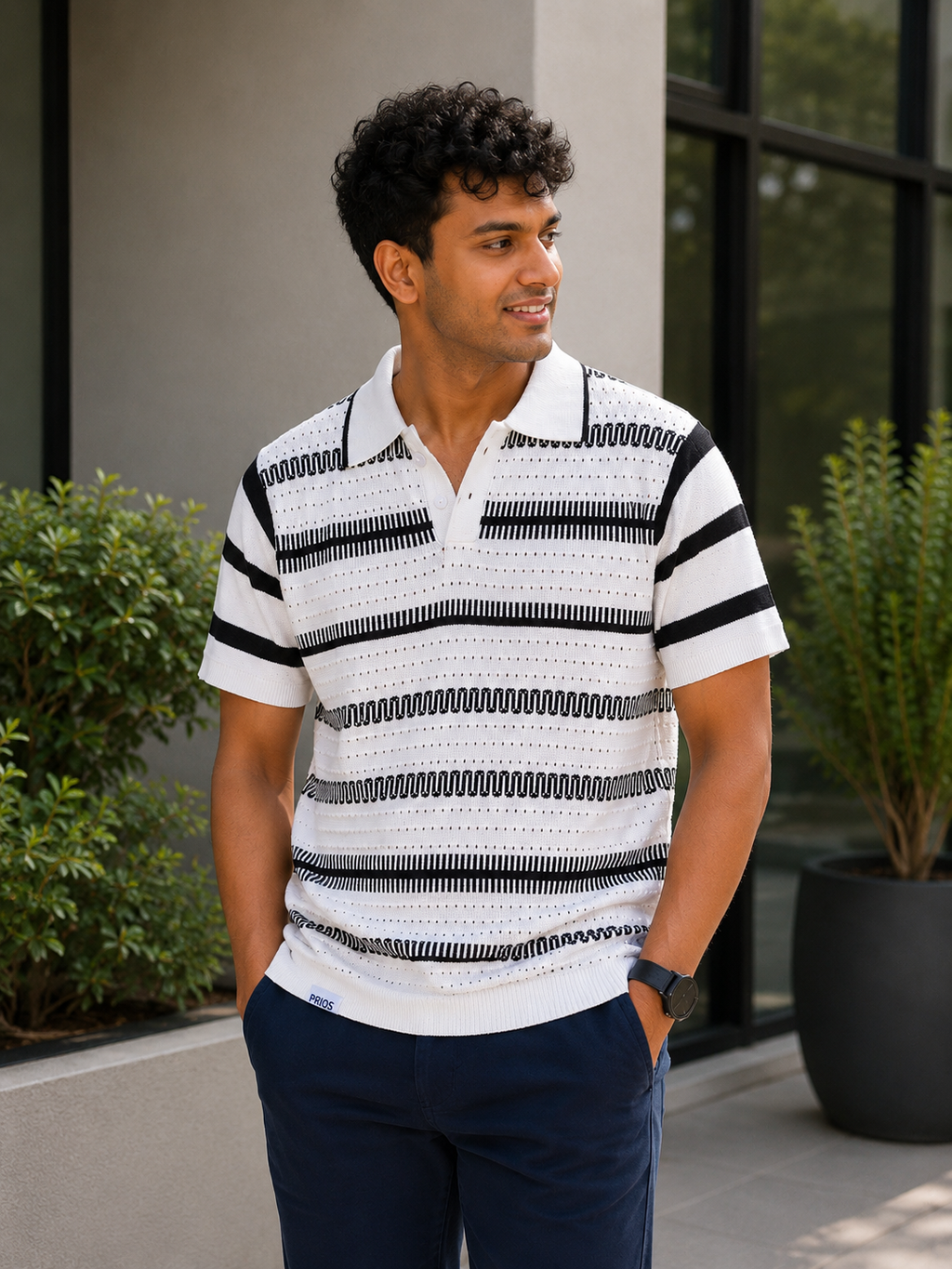 Premium Cotton Breathable Knit Polo T-Shirt for Men | Perforated Textured Polo