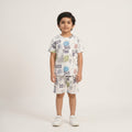 Boys White Printed Co-ord Set – Numeric Abstract Design