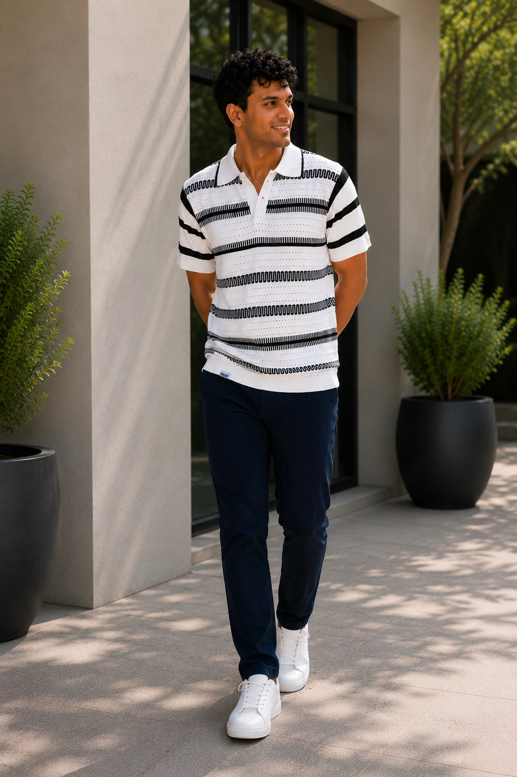 Premium Cotton Breathable Knit Polo T-Shirt for Men | Perforated Textured Polo