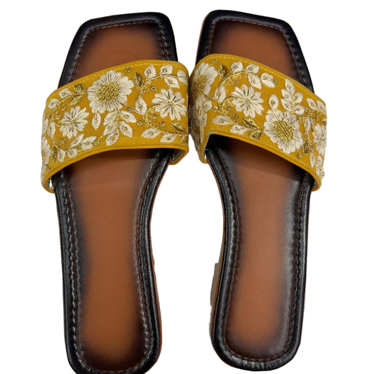 Embroidered Mustard Yellow Ethnic Slip-On Flats