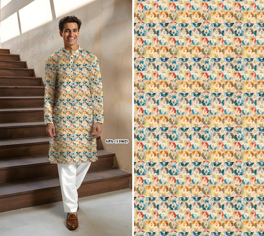 Men’s Multicolor Floral Printed Cotton Kurta