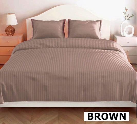 Premium Glace Cotton Bedsheet – Brown | 144 GSM | With 2 Pillow Covers