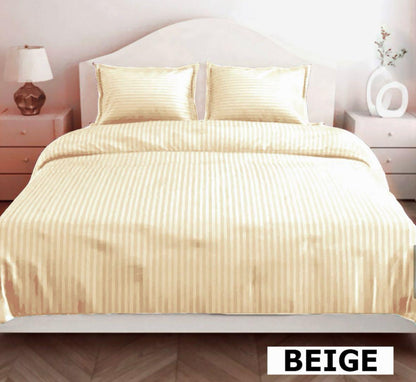 Elegant Beige Glace Cotton Bedsheet – 144 GSM | with 2 Pillow Covers
