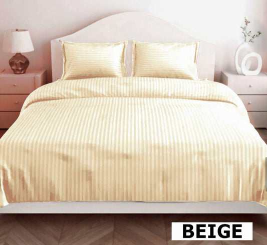 Elegant Beige Glace Cotton Bedsheet – 144 GSM | with 2 Pillow Covers