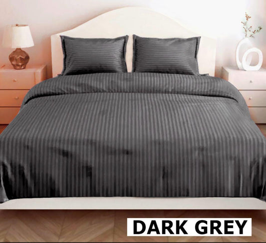 Dark Grey Glace Cotton Bedsheet with Pillow Covers – 144 GSM