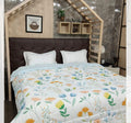 Premium Fine Glace Cotton Reversible Comforter with Microfiber Filling & Lace Border