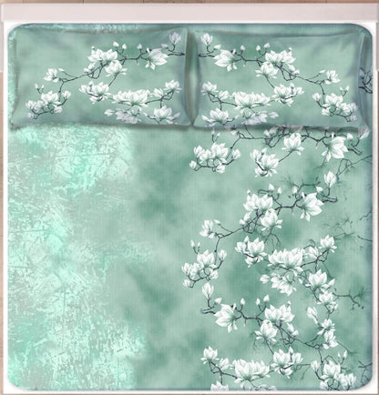 Luxury Digital Print Satin Cotton Bedsheet – King Size (108x108) with 2 Pillow Covers