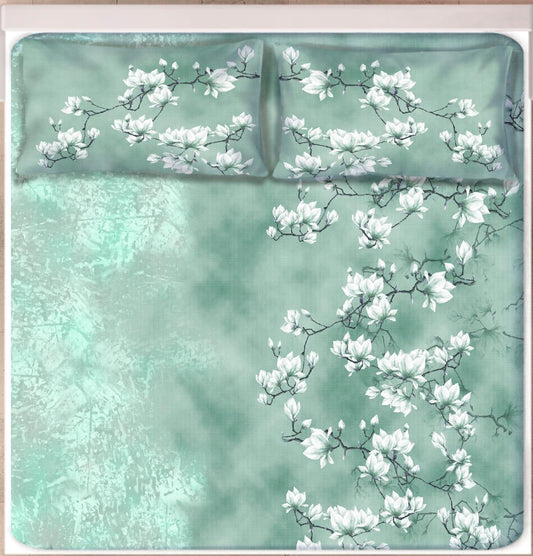 Luxury Digital Print Satin Cotton Bedsheet – King Size (108x108) with 2 Pillow Covers