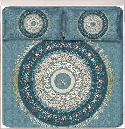 Digital Print Satin Cotton Bedsheet – King Size (108x108) with 2 Pillow Covers