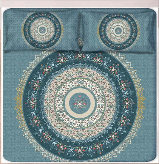 Digital Print Satin Cotton Bedsheet – King Size (108x108) with 2 Pillow Covers