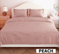 Peach Glace Cotton Striped Bedsheet Set – 144 GSM with Pillow Covers