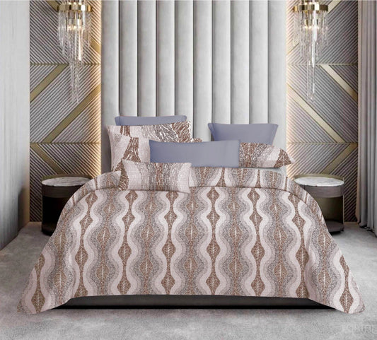Premium Cotton Wave Pattern Bedsheet Set – King Size 114x120, 320 TC with Pillow Covers
