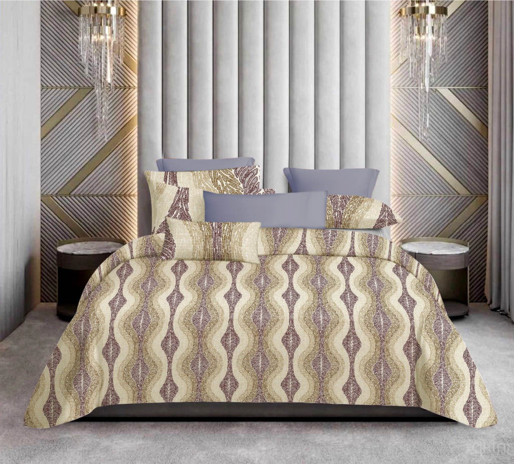 Premium Cotton Wave Pattern Bedsheet Set – King Size 114x120, 320 TC with Pillow Covers