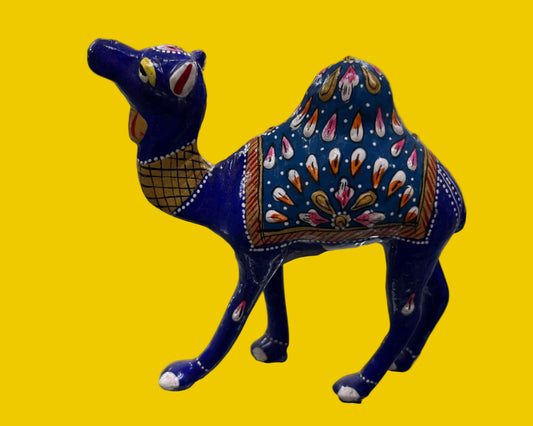 Handcrafted Blue Meenakari Camel Figurine – Rajasthani Decorative