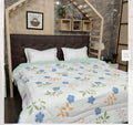 Reversible Glace Cotton Comforter with Microfiber Filling – White with Blue & Peach Floral Print, Mint Green Reverse