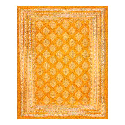 Single Cot Cotton Bedsheet – 150 TC, Traditional Print, Orange with Pillow Cover