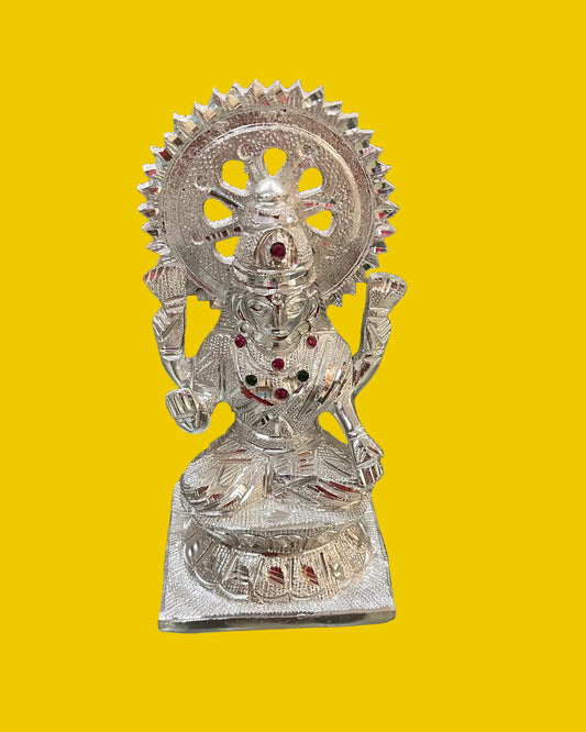 Unbreakable Silver-Plated Goddess Lakshmi Idol with Gemstone Work