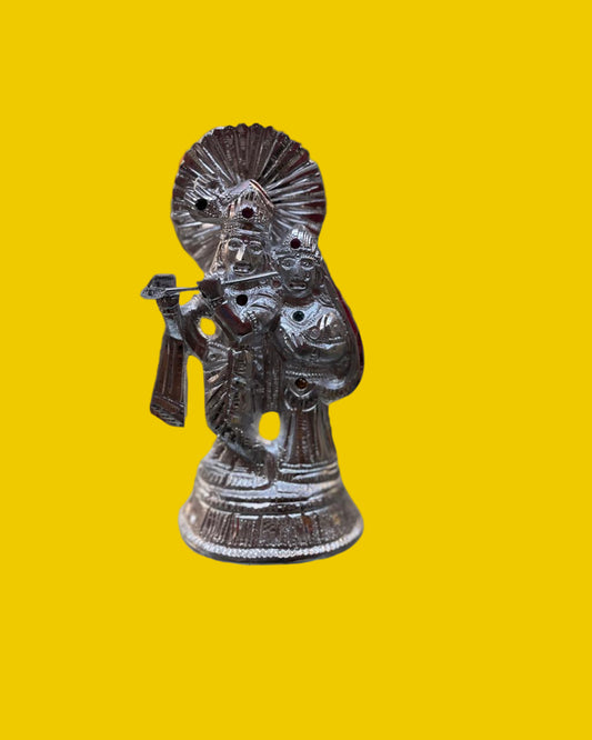 Unbreakable Divine Idol of Radha Krishna – Elegant Metallic Finish Showpiece