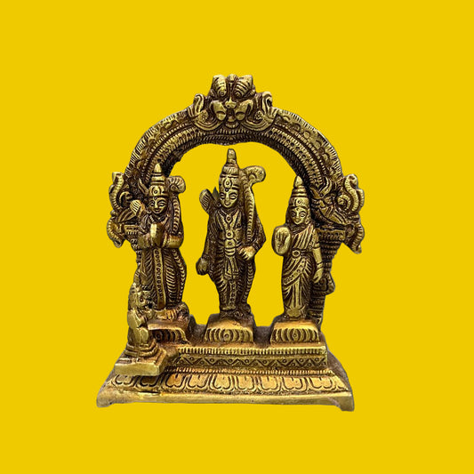 Handcrafted Brass Ram Darbar Idol – Lord Ram, Sita, Lakshman & Hanuman Statue