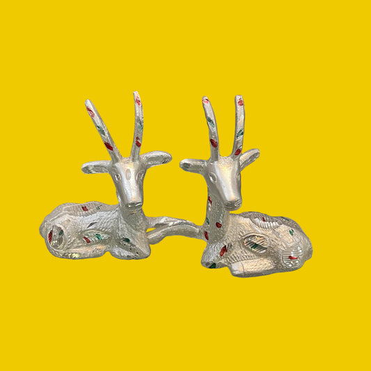 Unbreakable Silver Look Deer Pair Showpiece
