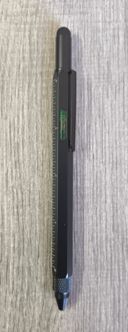 6-in-1 Metal Tool Pen – Screwdriver, Scale, Level Gauge & Stylus