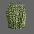 Women’s Olive Green Floral Alia Top | Premium Soft Cotton | V-Neck | Full Sleeves