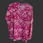 Women’s Pink Floral Alia Top | Premium Soft Cotton | V-Neck | Full Sleeves
