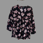 Women’s Black Floral Alia Top – Premium Soft Cotton | V-Neck Flowy Fit