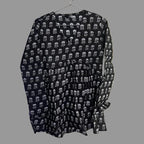 Women’s Black Ethnic Print Alia Top – Premium Soft Cotton | V-Neck Flowy Fit